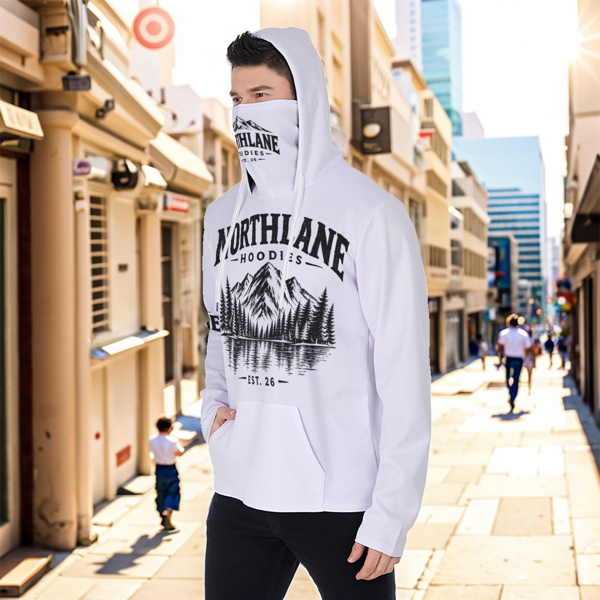 Eco-friendly All-Over Print Men's Masked Hoodie
