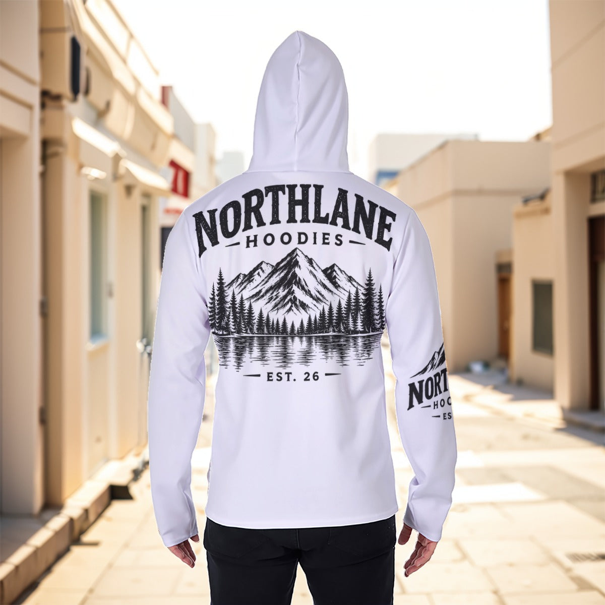 Eco-friendly All-Over Print Men's Masked Hoodie