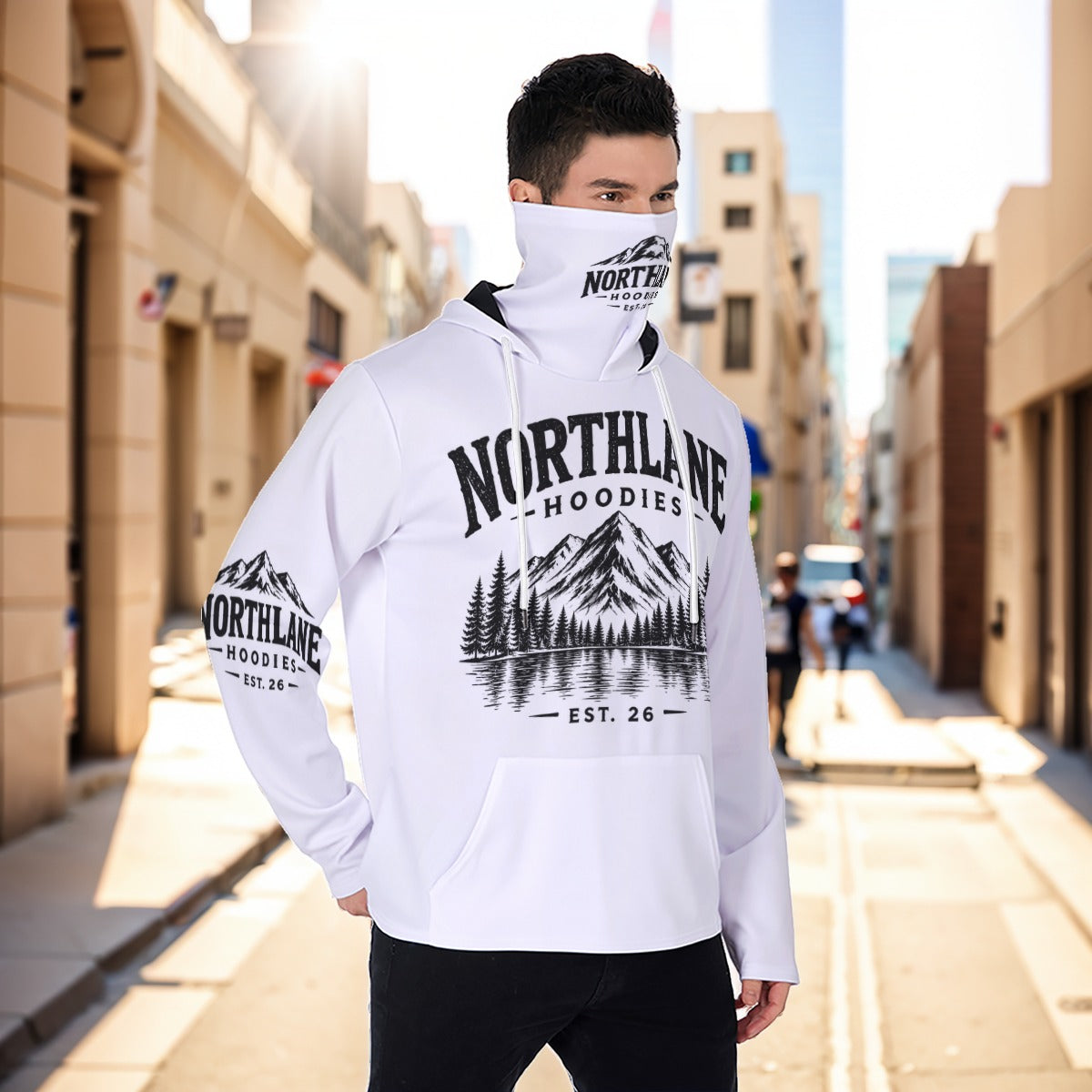 Eco-friendly All-Over Print Men's Masked Hoodie